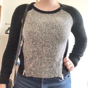 black/grey sweater with zipper detail